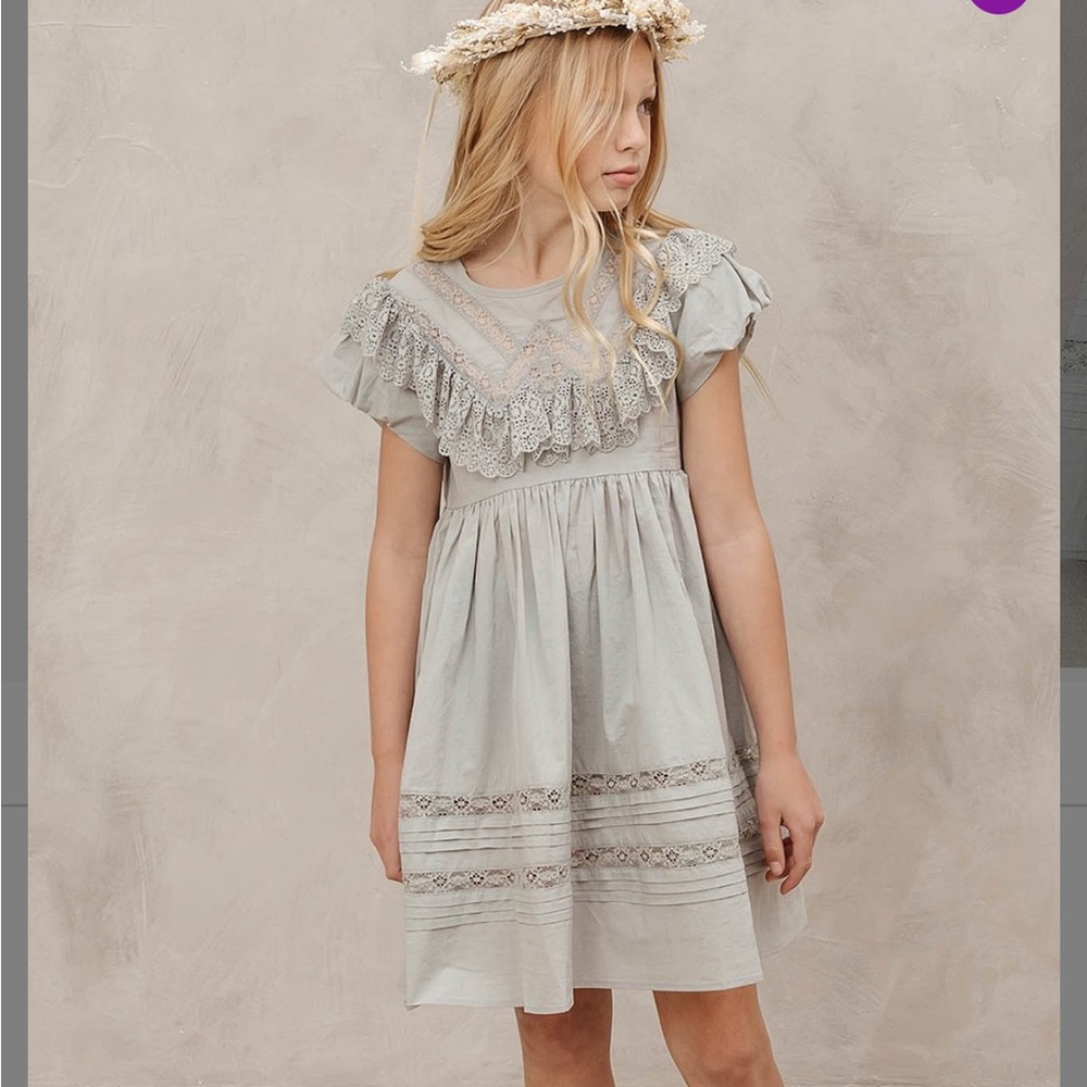 Noralee lace blue ruffle Goldie dress girls 6
